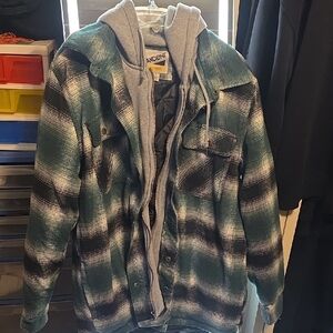 Large Green Plaid Jacket with Hood